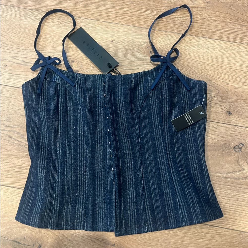 Lioness Navy Blue Striped Skirt Set NWT